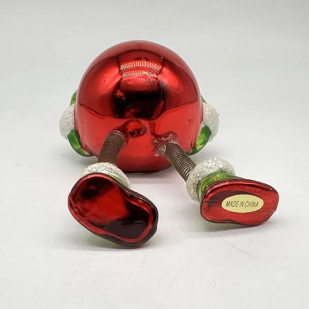 VTG Santa Ornament Indent Reflector Jiggle Leg Christmas Radko Style OWC Germany
